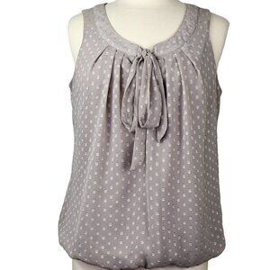 NWT Sara Michelle Taupe Sleeveless Polka Dot Blouse